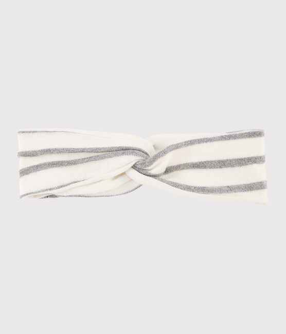 Bandeau à rayures bébé fille blanc MARSHMALLOW/gris ARGENT