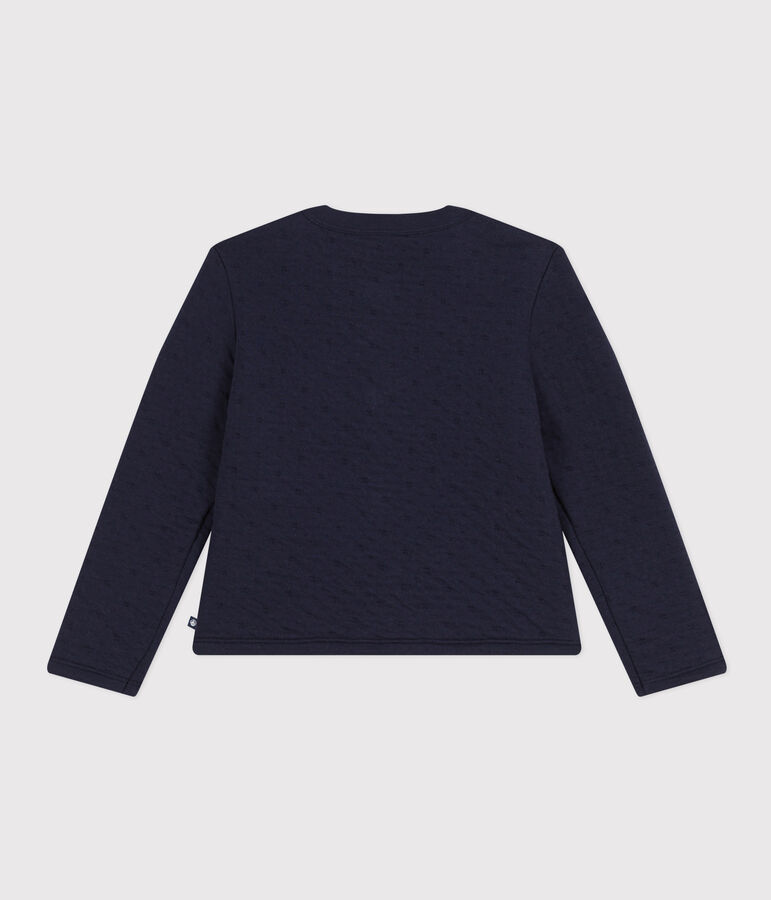 Cardigan in doorgestikte tubic met print voor meisjes blauw