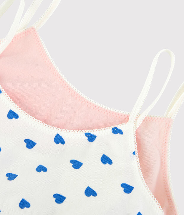 Lot de 2 brassi&egrave;res c&oelig;urs fille en coton et &eacute;lasthanne multicouleur