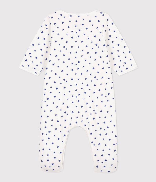 Bodyjama met hart in tubic wit/blauw