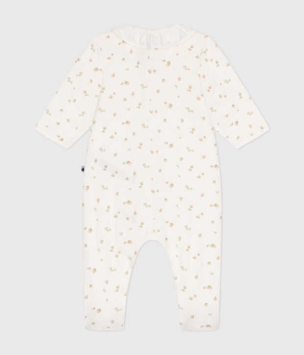 Pyjama en velours b&eacute;b&eacute; blanc/multicouleur