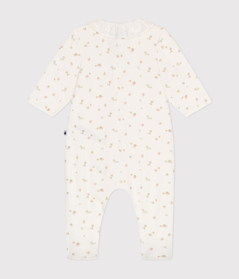 Babypyjama van velours wit/multicouleur