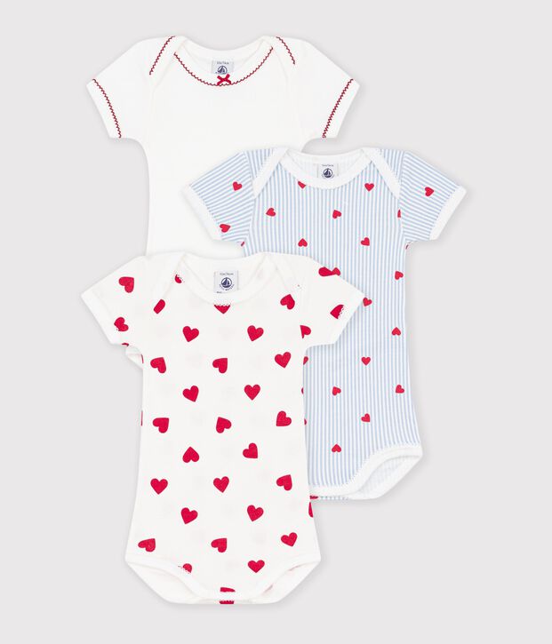 Lot de bodies manches courtes en coton imprim&eacute; c&oelig;urs b&eacute;b&eacute; multicouleur