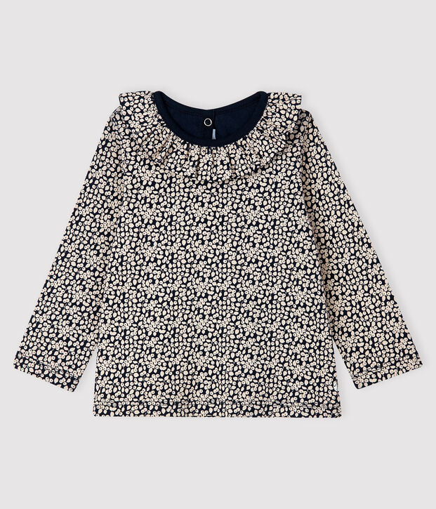 Blouse met lange mouwen babymeisje blauw/wit