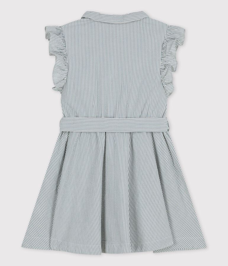 Robe sans manche en seersucker bio enfant fille bleu BRUT/blanc MARSHMALLOW