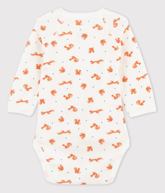 Body croisé manches longues bébé imprimé ecureuil blanc MARSHMALLOW/blanc MULTICO
