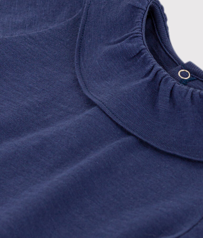 Blouse manches courtes b&eacute;b&eacute; en jersey flamm&eacute; bleu