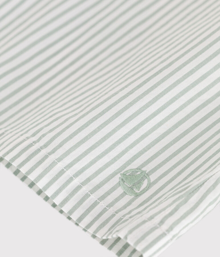 Blouse enfant en coton sans manche &agrave; rayures vert/blanc