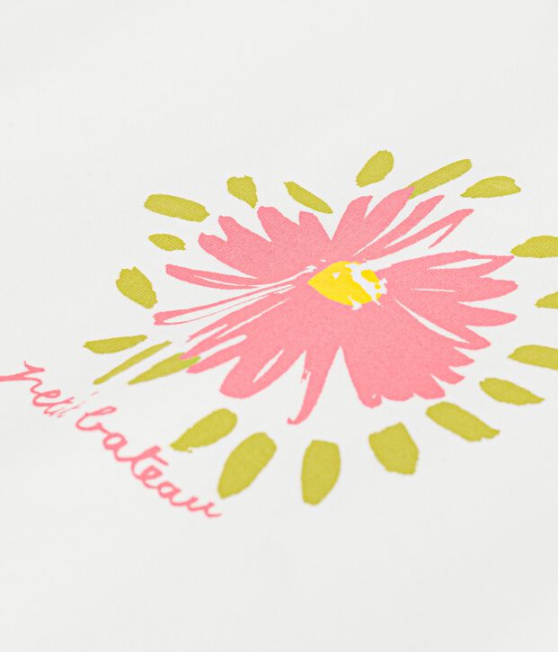 Katoenen T-shirt met korte mouwen en bloemmotiefje voor baby's wit