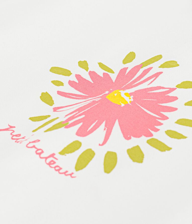 Katoenen T-shirt met korte mouwen en bloemmotiefje voor baby's wit