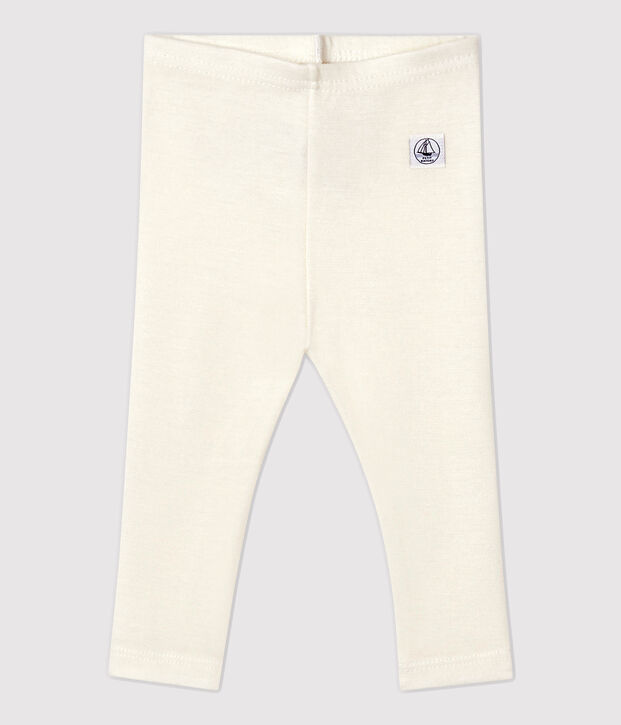 Lange babylegging van wol en katoen wit