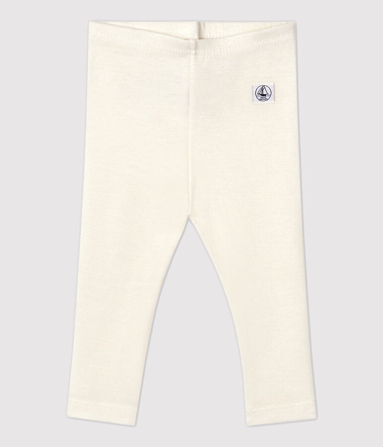 Lange babylegging van wol en katoen wit MARSHMALLOW