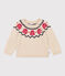 Gebreide jacquard trui in wol en katoen voor baby's beige MONTELIMAR/wit MULTICO
