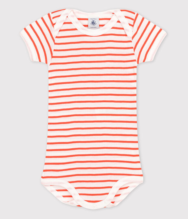 Body met korte mouwen voor babymeisjes wit/oranje