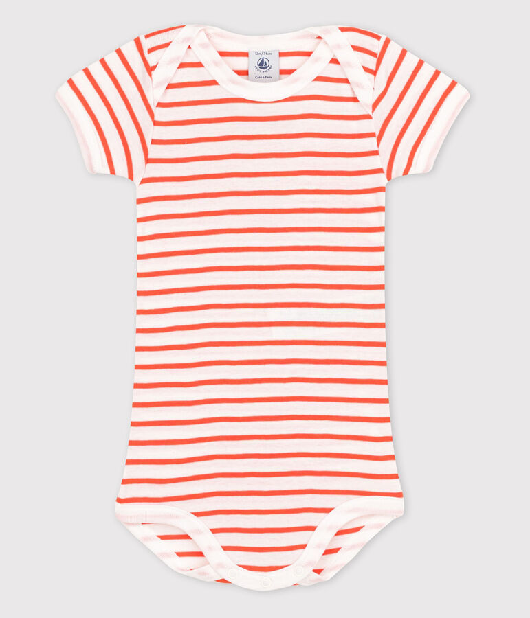 Body met korte mouwen voor babymeisjes wit/oranje