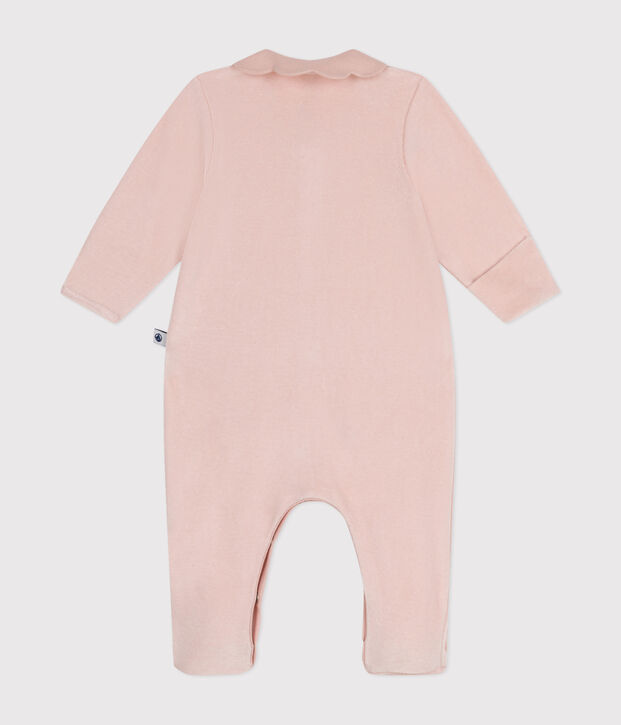 Pyjama en velours b&eacute;b&eacute; rose