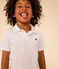 Katoenen polo met korte mouwen voor jongens wit MARSHMALLOW