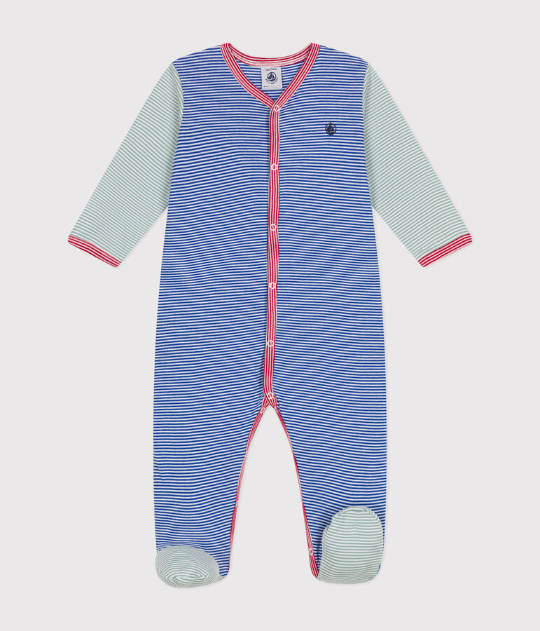 Pyjama en coton ray&eacute; b&eacute;b&eacute; bleu/blanc