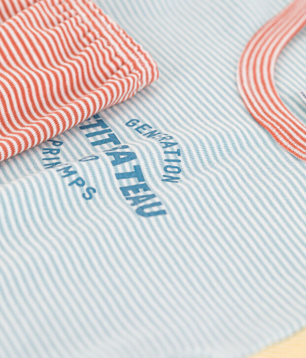 Pyjacourt milleraies tricolore en coton enfant bleu/multicouleur
