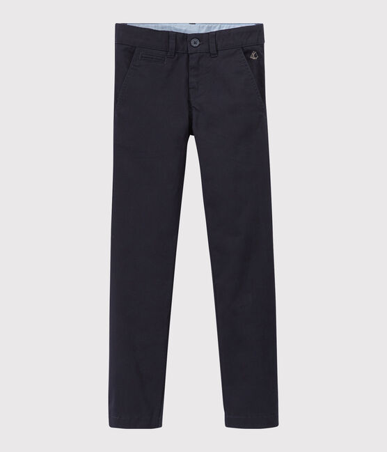Pantalon slim en gabardine de coton enfant garçon bleu SMOKING