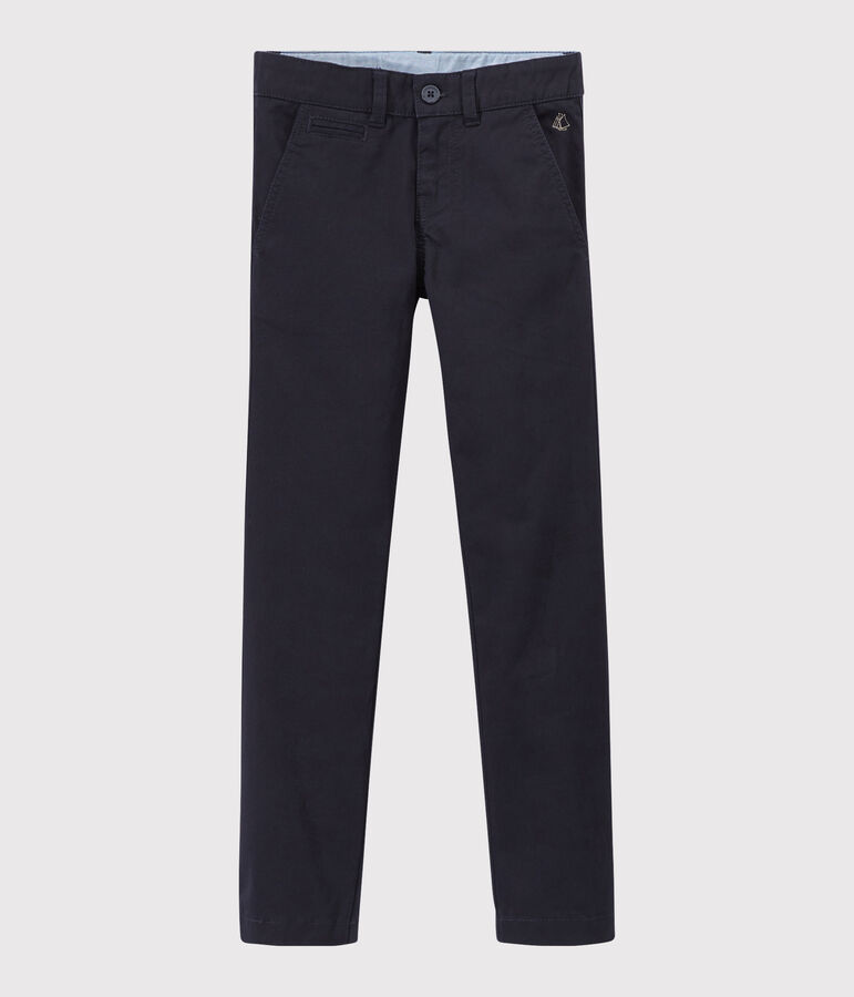 Skinny jongensbroek van katoengabardine blauw SMOKING