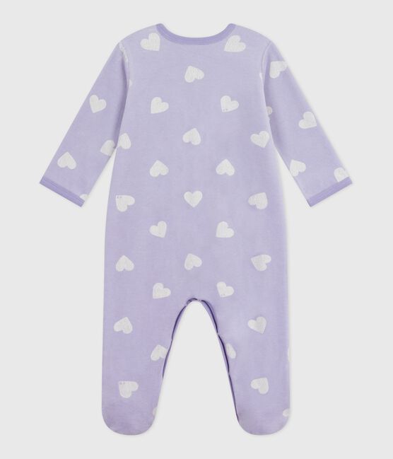 Fluwelen babypyjama met hartjesprint wit SQUAW/ MARSHMALLOW