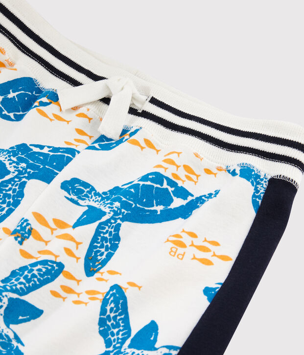 Bermuda en coton enfant gar&ccedil;on blanc/multicouleur