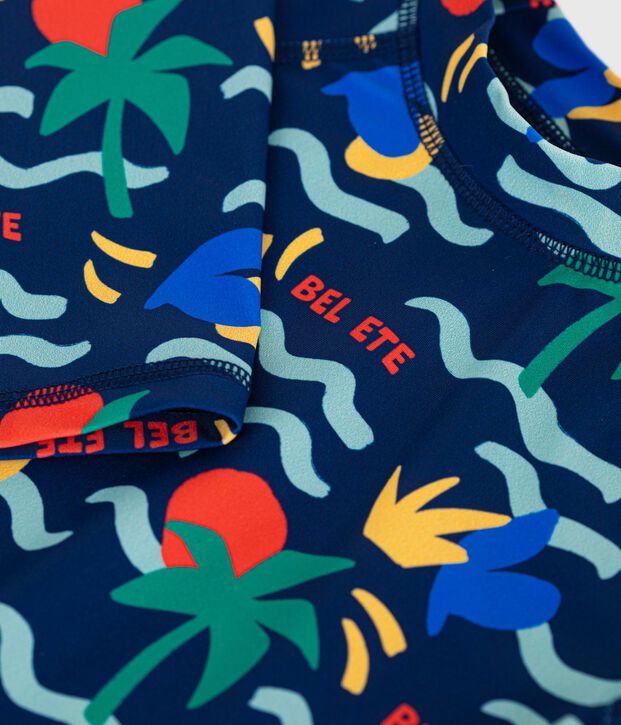 Kinderzwemshirt met uv-bescherming, lange mouwen en print blauw/multicouleur
