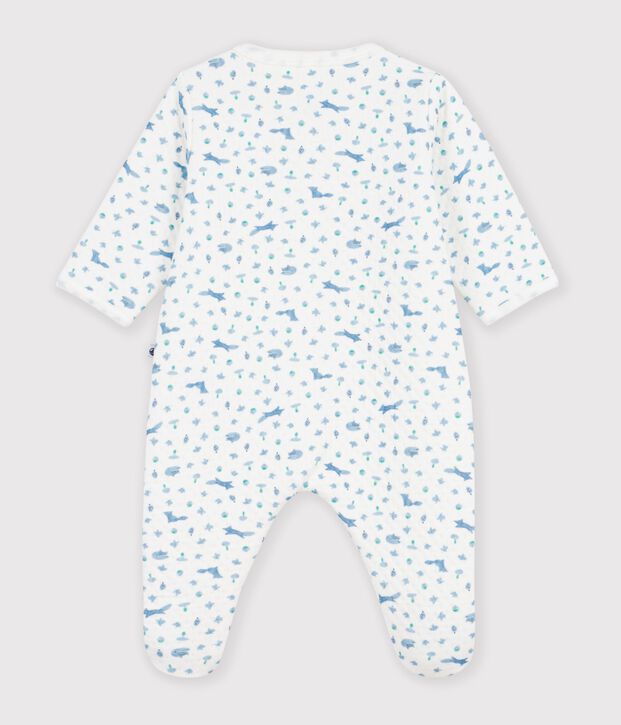 Babypyjama in tubic met vosjesprint wit/multicouleur