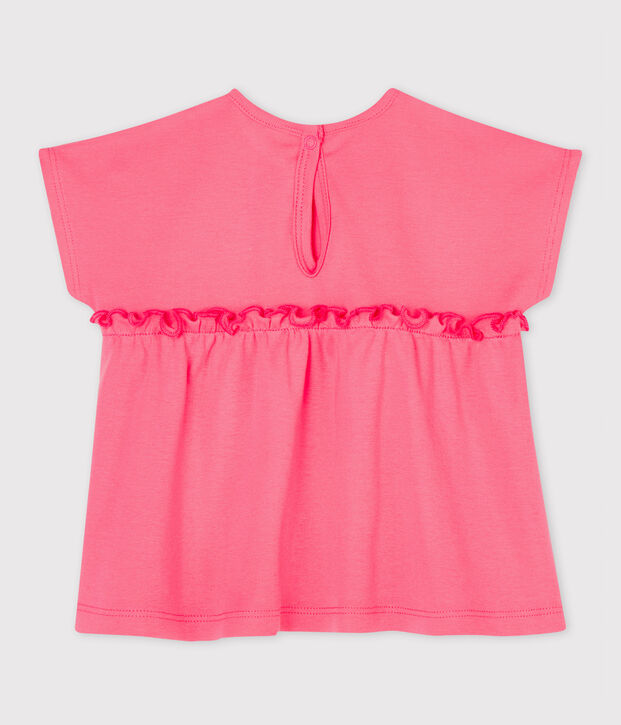 Effen blouse met korte mouwen babymeisje roze