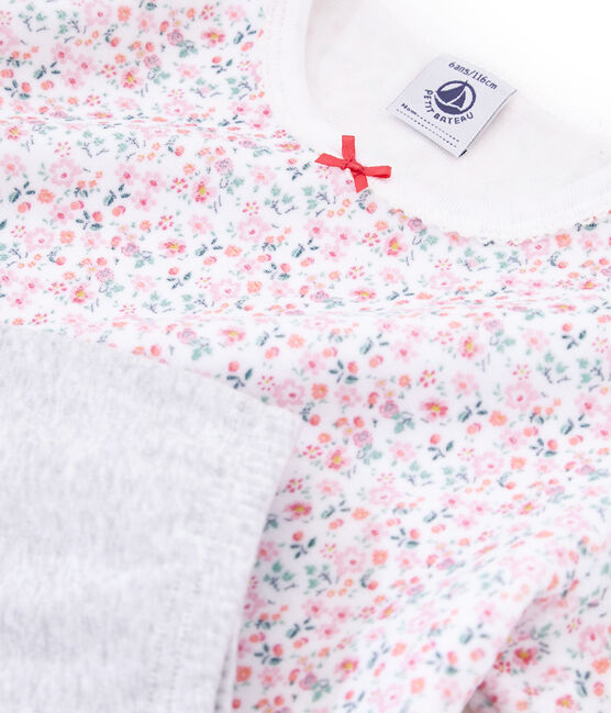 Velours meisjes nachthemd met legging wit MARSHMALLOW/wit MULTICO