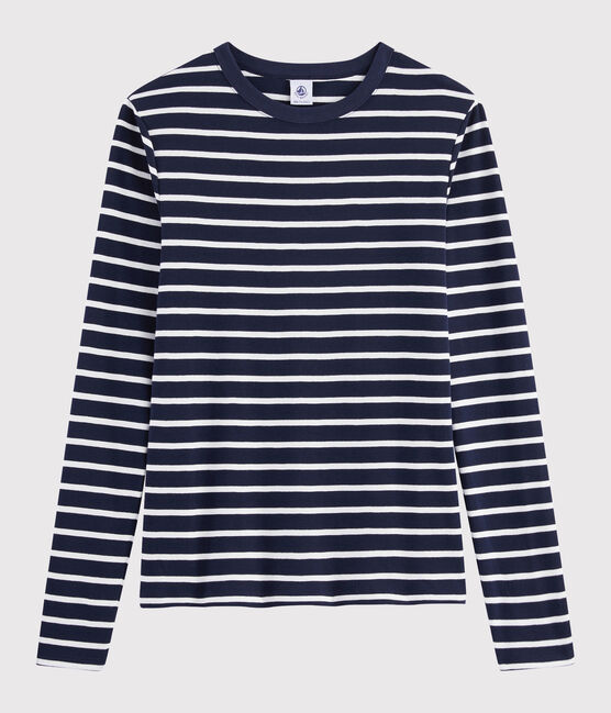 Iconisch Dames T-shirt met ronde hals blauw SMOKING/wit MARSHMALLOW