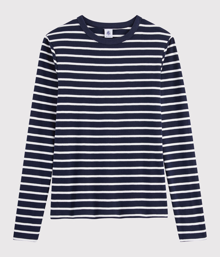 Iconisch Dames T-shirt met ronde hals blauw/wit