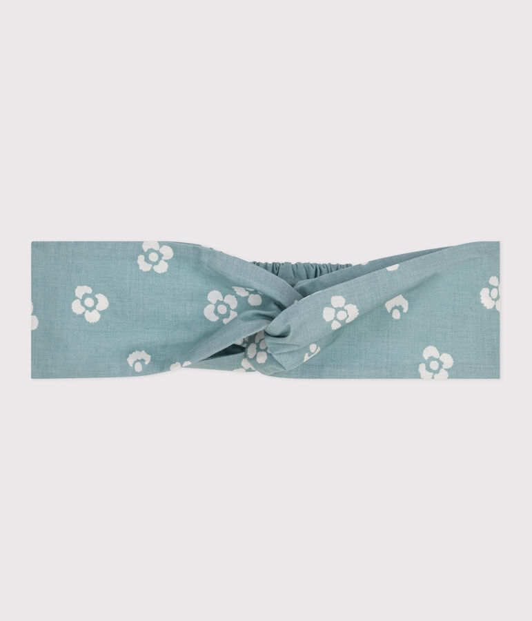 Haarband van popeline met bloemenprint voor meisjes blauw PAUL/wit MARSHMALLOW
