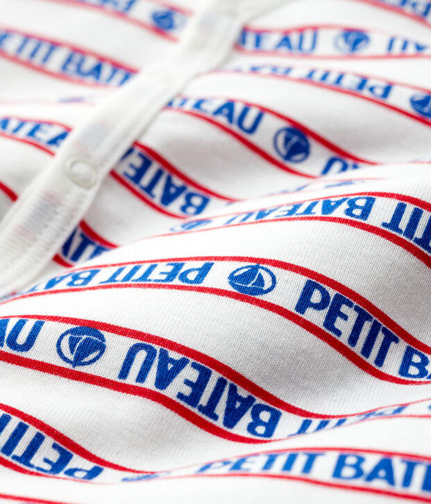 Dors-bien sans pieds Petit Bateau b&eacute;b&eacute; en coton blanc/multicouleur