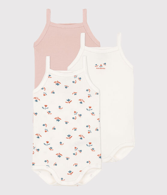 Lot de 3 bodies bretelles fleur bébé en coton variante 1