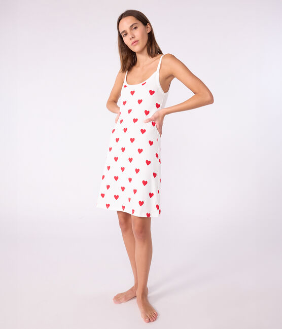 Nuisette en coton Femme blanc MARSHMALLOW/rouge TERKUIT