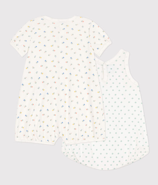 Lot de 2 combinaisons courtes fleurs en coton bébé variante 1