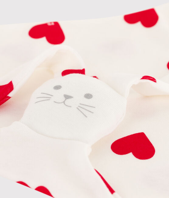 Katoenen knuffeldoekje met hart wit MARSHMALLOW/rood TERKUIT