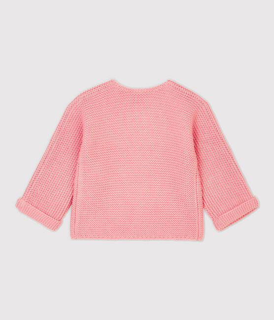 Cardigan laine et coton bébé. rose CHARME