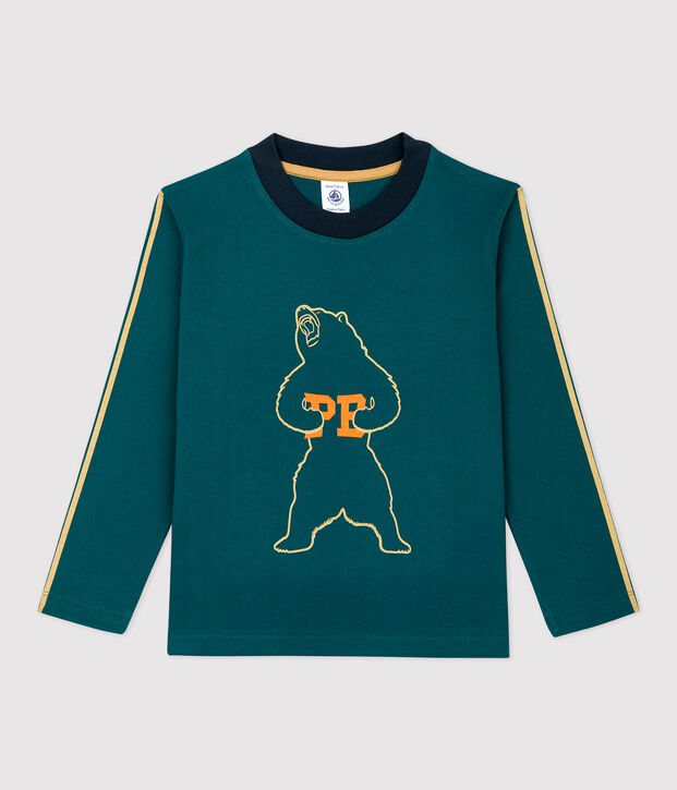 Tee-shirt manches longues en coton enfant gar&ccedil;on vert