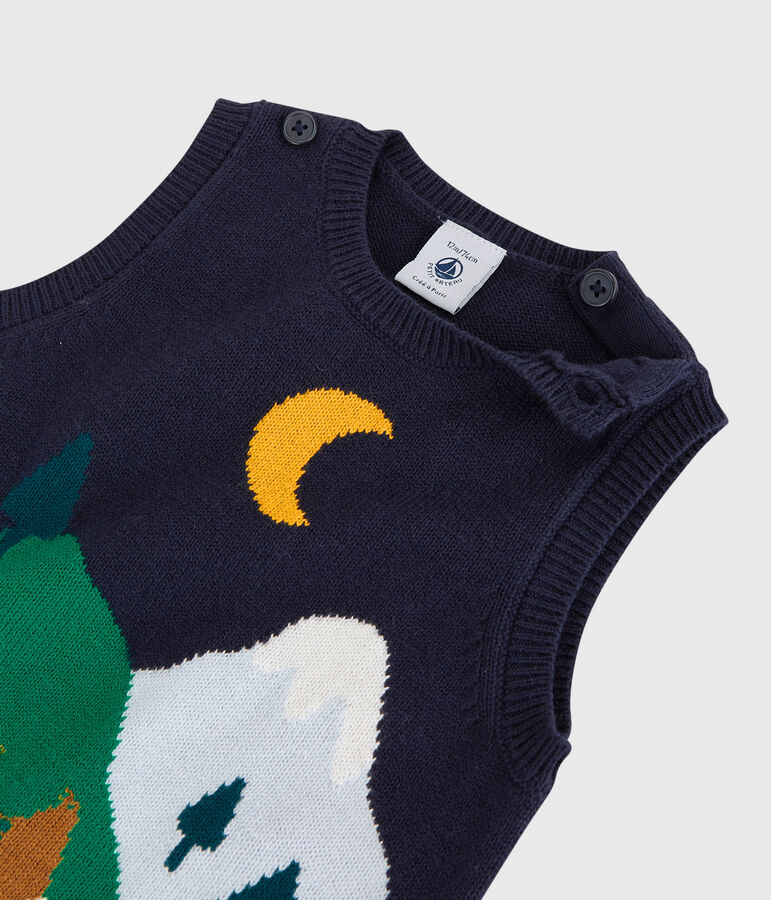 Pull laine et coton b&eacute;b&eacute; bleu