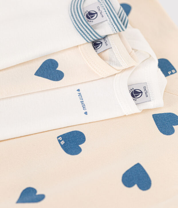 Babysetje - Pyjama en 3 body's met blauwe hartjes multicouleur