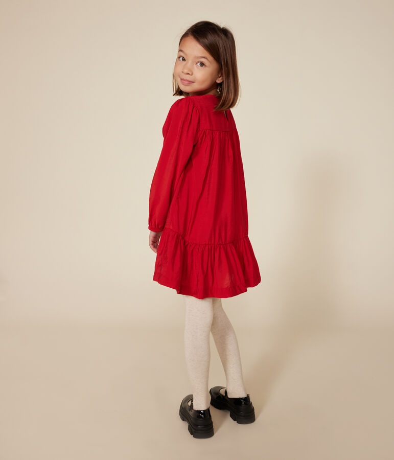 Robe manches longues en toile enfant fille rouge AURORA