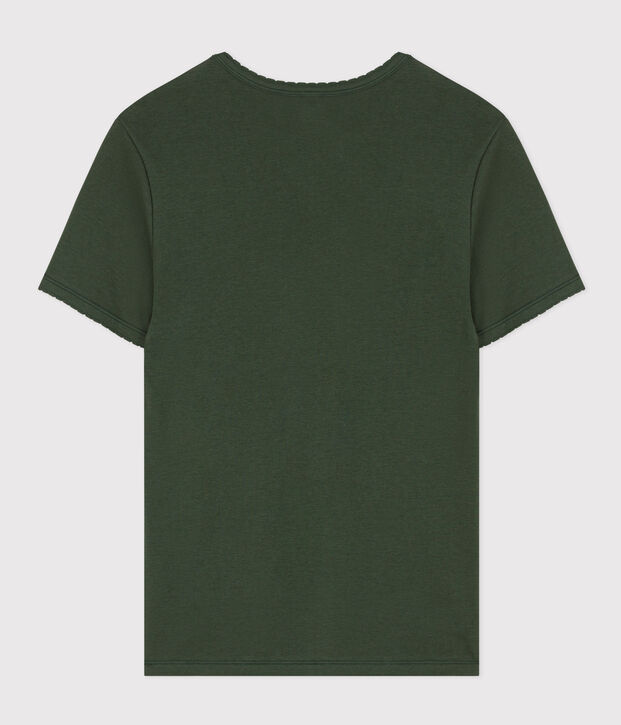 L'ICONIQUE, T-shirt voor dames met cocottesteek in katoen groen