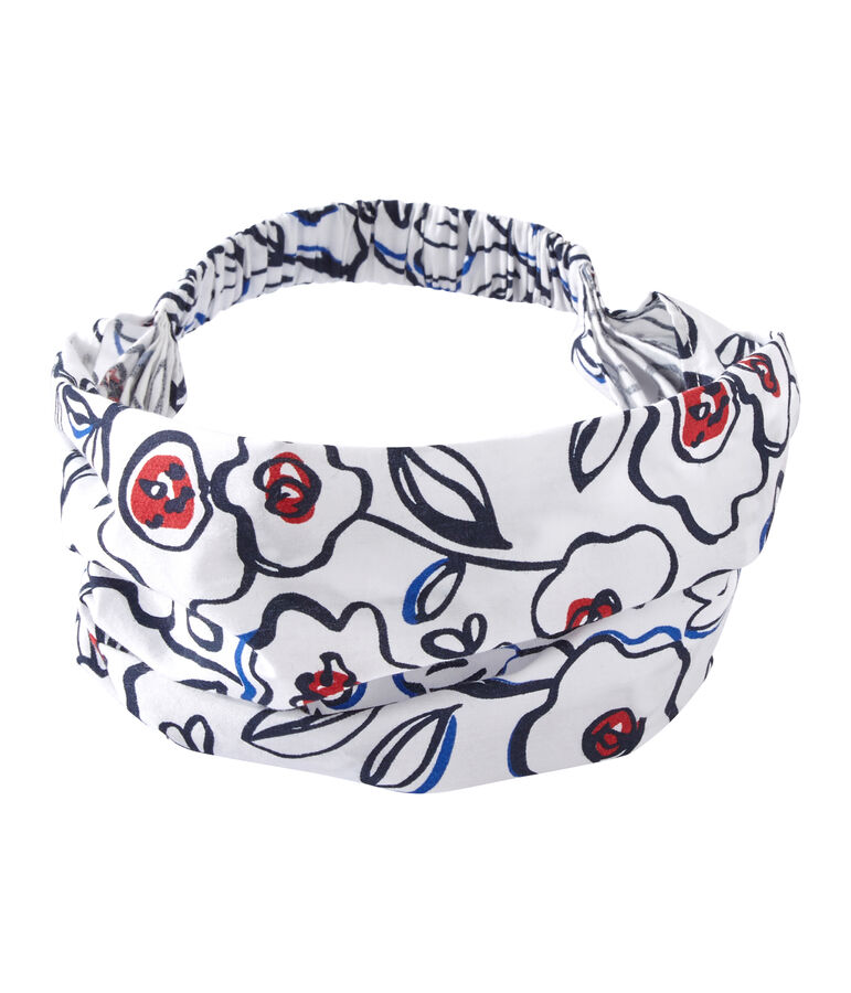 Meisjesbandana met dessin wit/multicouleur