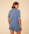 Pyjama short et tee-shirt uni en coton ajouré femme bleu BEACH