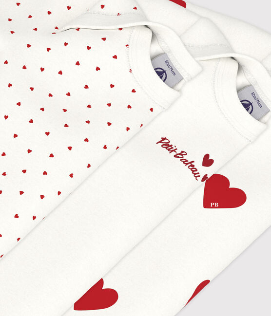 Lot de 3 bodies manches longues coeur bébé en coton variante 1