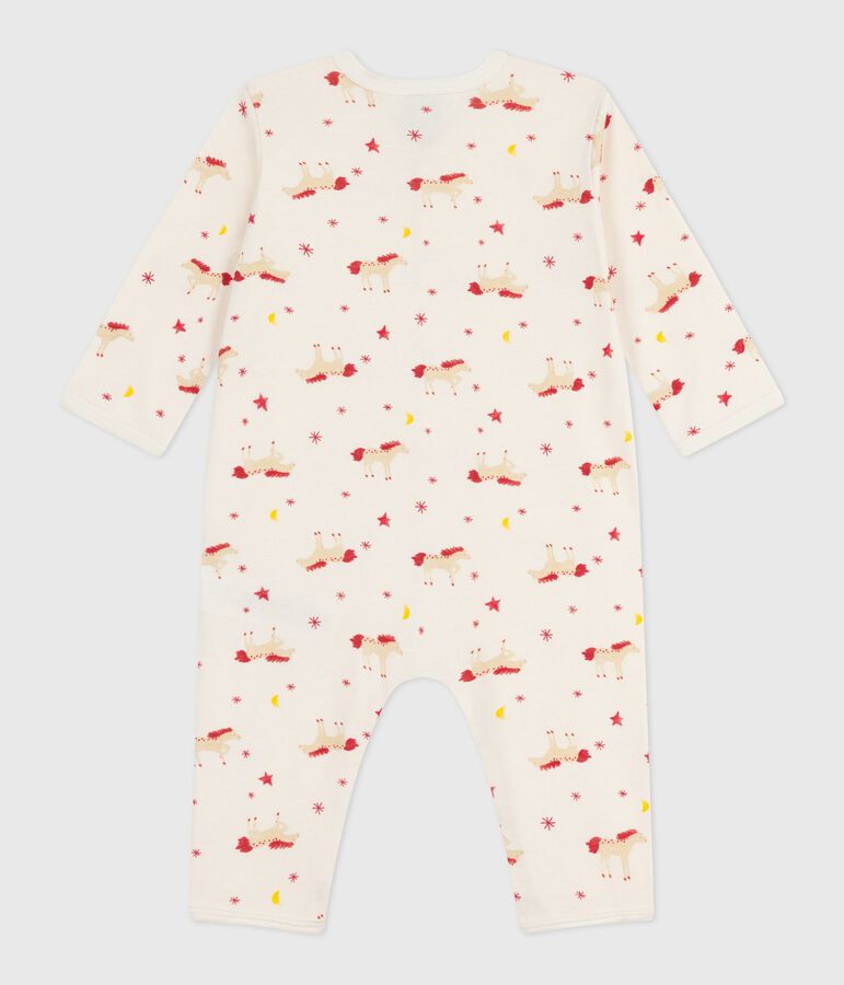 Pyjama b&eacute;b&eacute; en coton sans pieds imprim&eacute; cheval &eacute;cru/multicouleur