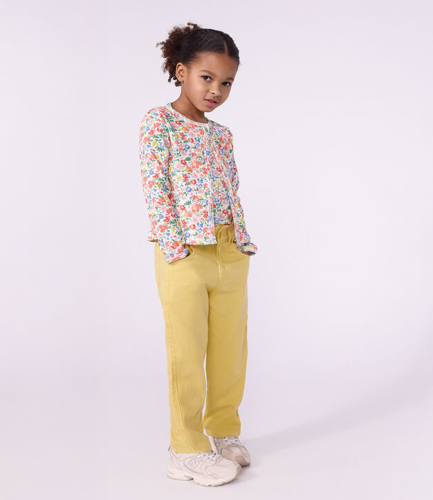 Katoenen kindercardigan met bloemenprint wit/multicouleur